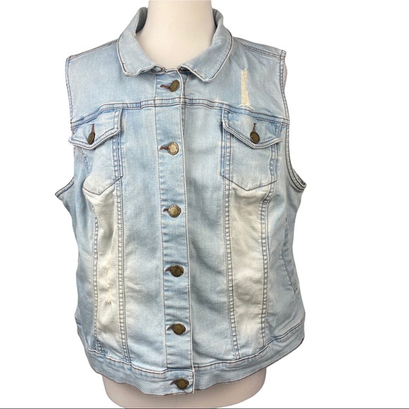 LOVE & LEGENDS Sleeveless Denim Jacket Size 14 - Picture 1 of 12